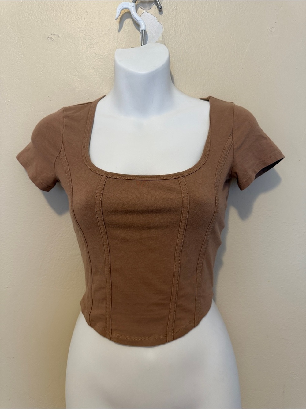 Hollister Soft Scoop-Neck Crop Top in Brown